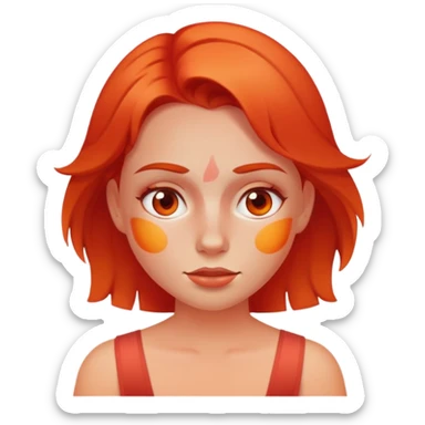 Girl with sunburn  sticker