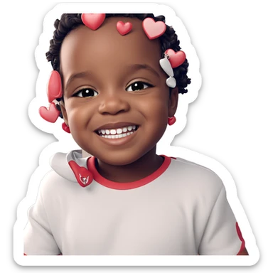 smiling boy with heart ornament sticker