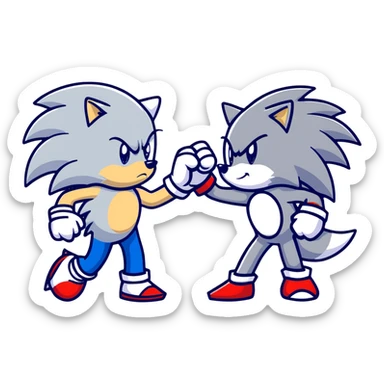 Sonic the Hedgehog and Silver the Hedgehog fist bumping sticker