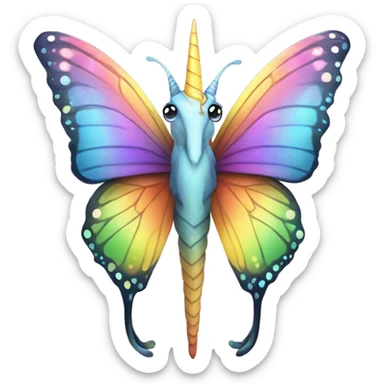 Rainbow butterfly unicorn sticker