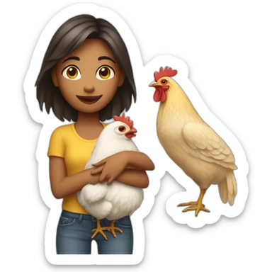 girl with chicken pet sticker
