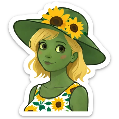 Girl with blonde hair and green eyes sticker