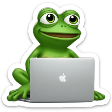 Pepe the frog with mac laptop sticker