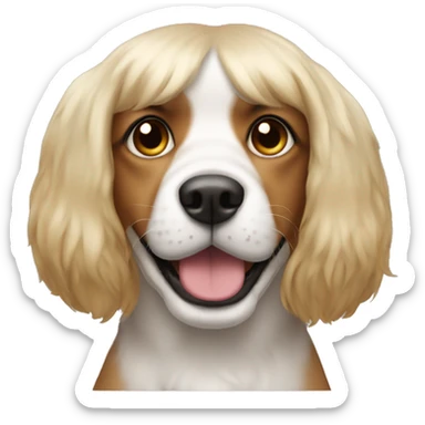 dog wearing a wig  sticker