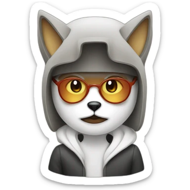 Programmer with Japanese kitsune mask sticker