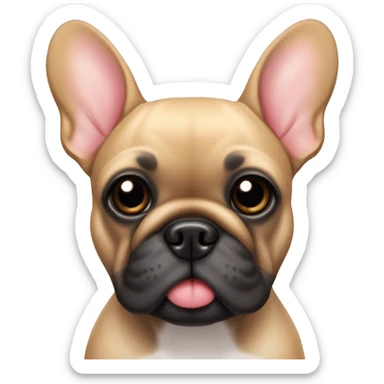 French bulldog with black body and ears and tan paws and belly with heart eyes sticker
