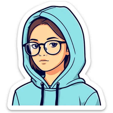 A girl wearing hoodie and glasses  sticker