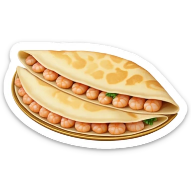 Bánh Xèo Cinematic Realistic Bánh Xèo Dish Emoji, depicted as a crispy, folded semi circle crepe filled with tiny shrimp and pork, rendered with dynamic textures and vibrant, appetizing lighting. sticker