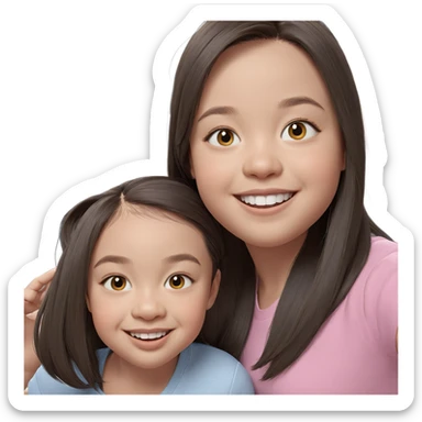 smiling girls indoors with long hair sticker