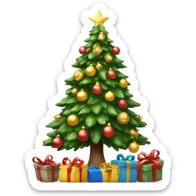 Christmas tree with presents underneath neutral  sticker