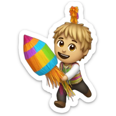 persona haciendo una piñata sticker
