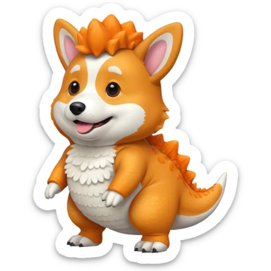 Corgi in a dinosaur costume  sticker