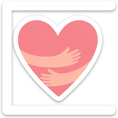 a gentle pink heart embraced by two comforting arms, symbolizing love, care, and warmth sticker