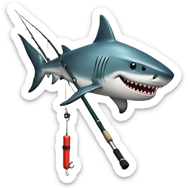 Shark on fishing rod sticker