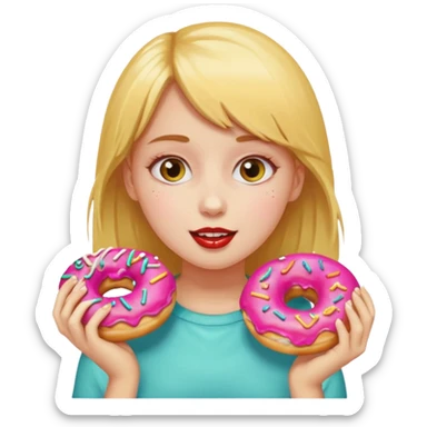 girl eating donuts sticker