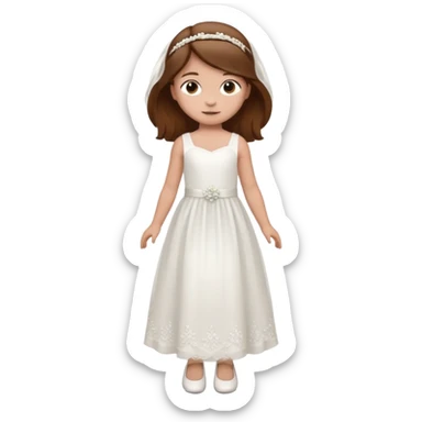 Niña pelo castaño, vestido boda, 5 años cuerpo entero, zapatos sticker