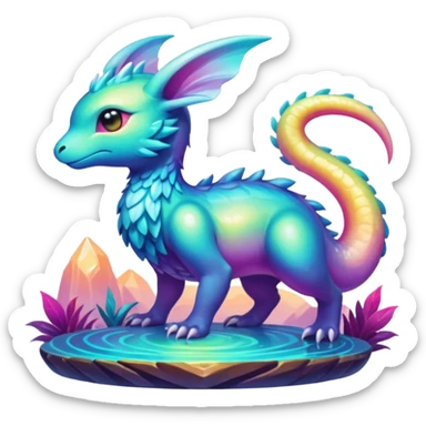 Epic divine legendary complex detailed iridescent gradients aesthetic-Fakémon-creature-scenery sticker