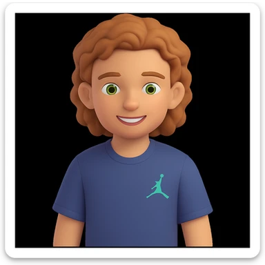 Make the boy's hair in the back shorter and remove the Jordan sneaker from his hand. Keep the style and background the same. sticker