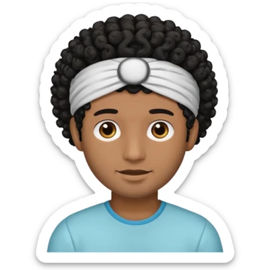 brown curly haired men with hairband sticker