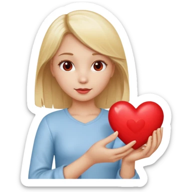 prayer girl blond hair red heart in her hands sticker