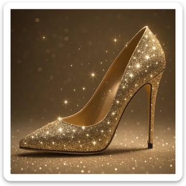 high heel shoe with sparkles, slay object, glamorous and stylish sticker