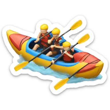A sprint kayak that has 4 people paddling in it sticker