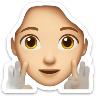 White Woman with brown hair making a heart with her fingers sticker