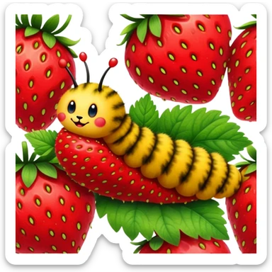 caterpillar on strawberry sticker