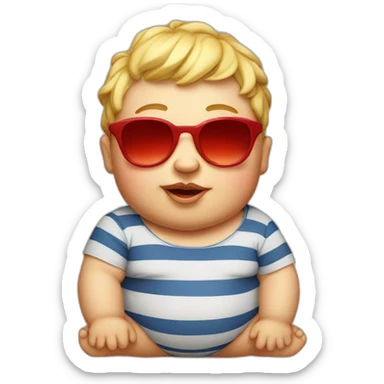 Fat baby with red sunglasses  sticker