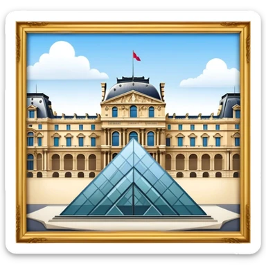 Louvre Museum Landmark Emoji – Showing the glass pyramid entrance with the historic palace in the background. sticker