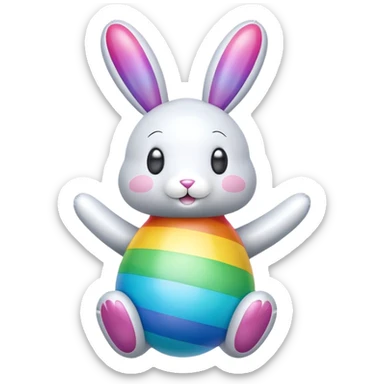 easter rainbow inflatable bouncy bunny sticker