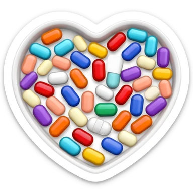 Different Supplements in a little heart shaped dish sticker