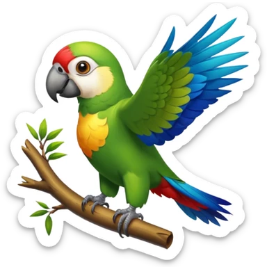 Flying parrot with a face view sticker