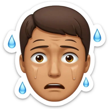 White tan, brunette,man crying profusely sticker