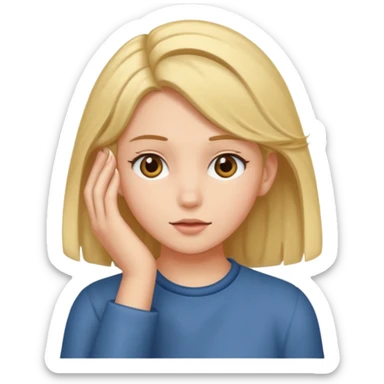 Girl tucking hair behind ear sticker