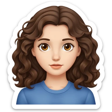 brunette girl with wavy hair sticker