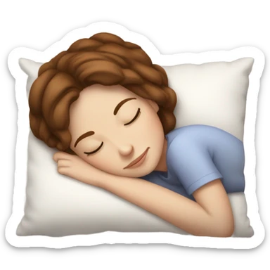 White girl with frekles Brown hair sleeping peacfully on a pillow  sticker