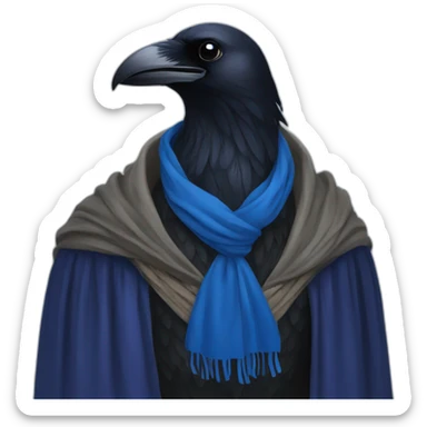 Raven wearing blue scarf hogwarts sticker