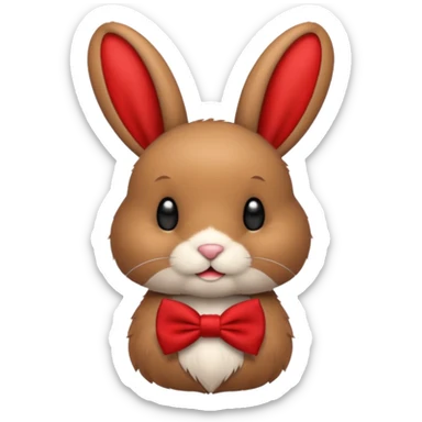 brown bunny with red bowtie sticker