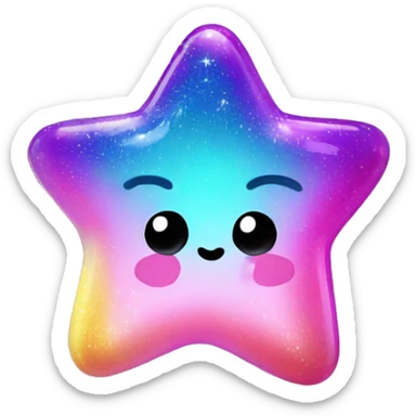 Kawaii neon star glitter jelly bean emoji    sticker