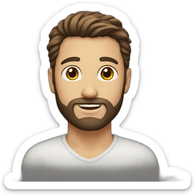 full guy with brown eyes with brown hairs and beard sticker