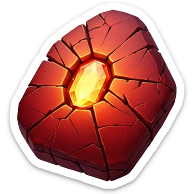 magical stone red bright light shine through cracks sticker
