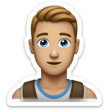 person with blue eyes brown and short bro sticker