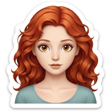 beautiful girl with wavy red hair, natural makeup look sticker