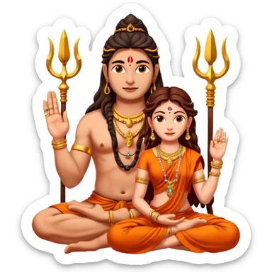 Sitting lord shiva and parvathi sticker