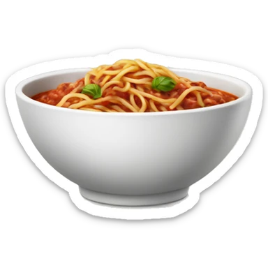 A white bowl of meat sauce spaghetti sticker