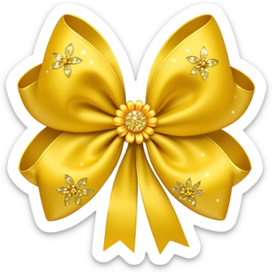 yellow flower bow with glitter sticker