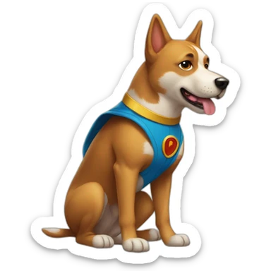 a super hero dog sticker
