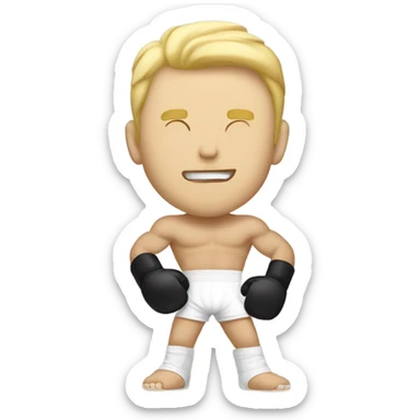 Super kickboxer guy who is white with blond hair celebrating  sticker