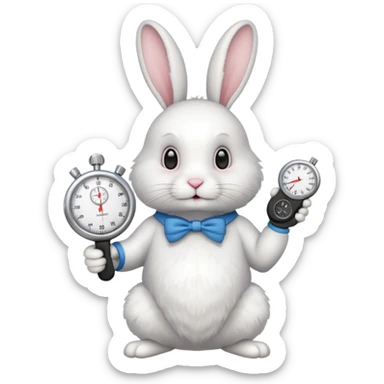 rabbit holding a stopwatch sticker
